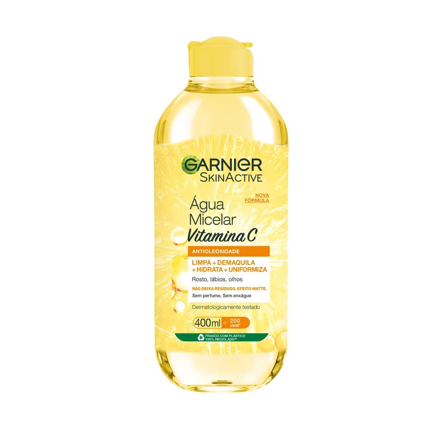 Garnier Água Micelar SkinActive Antioleosidade Vitamina C Oil Free com Limpeza Facial que Controla o Brilho 400ml