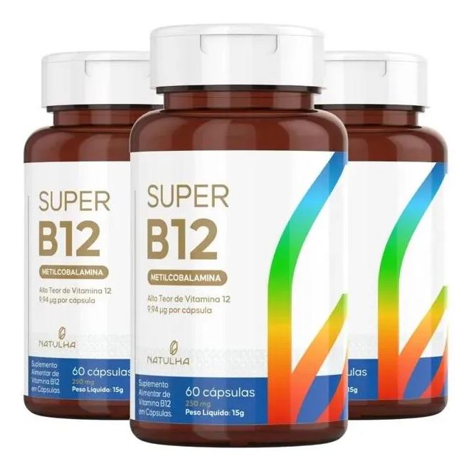 Natulha Kit 3x Super B12 414% (metilcobalamina) Idr 60 cápsulas