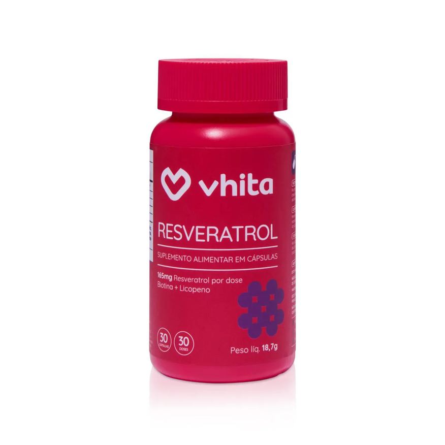 Vhita Trans Resveratrol 165mg + Vitamina B7, Proantocianidinas e Licopeno em cápsula - 30 Doses