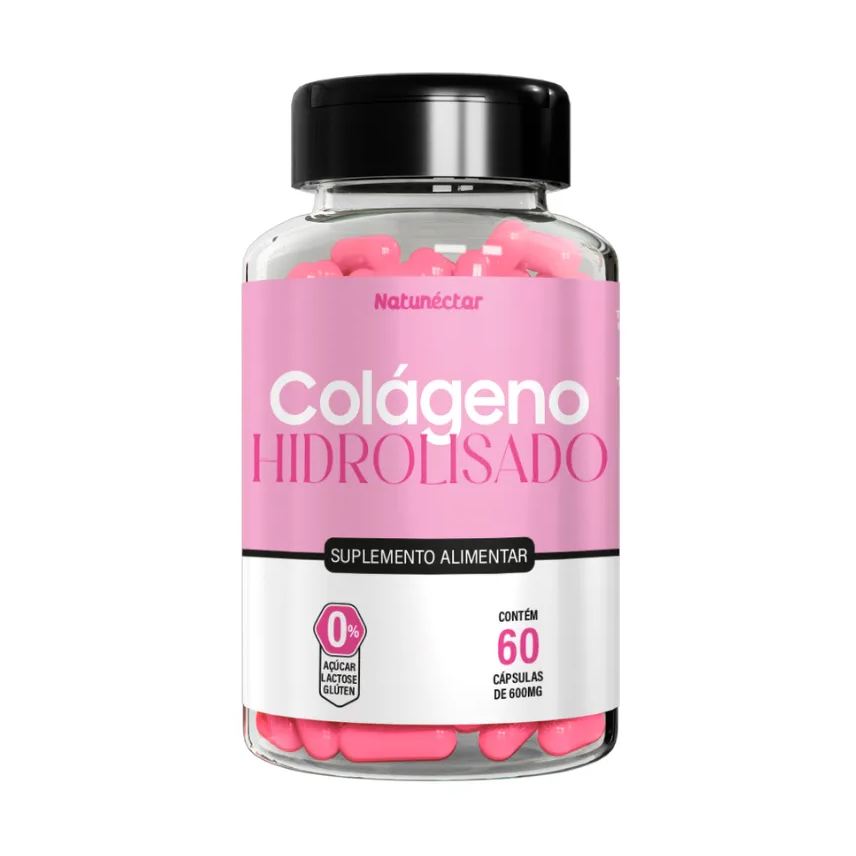 Natunéctar Colágeno Hidrolisado Cabelos Unha e Pele Natunectar 500mg - 60 Cápsulas