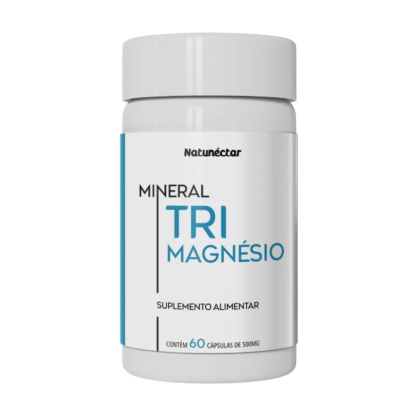 Natunéctar Trimagnésio 500mg - Malato de Magnésio,Taurato Magnésio,Bisglicinato Magnésio. 60 Cápsulas