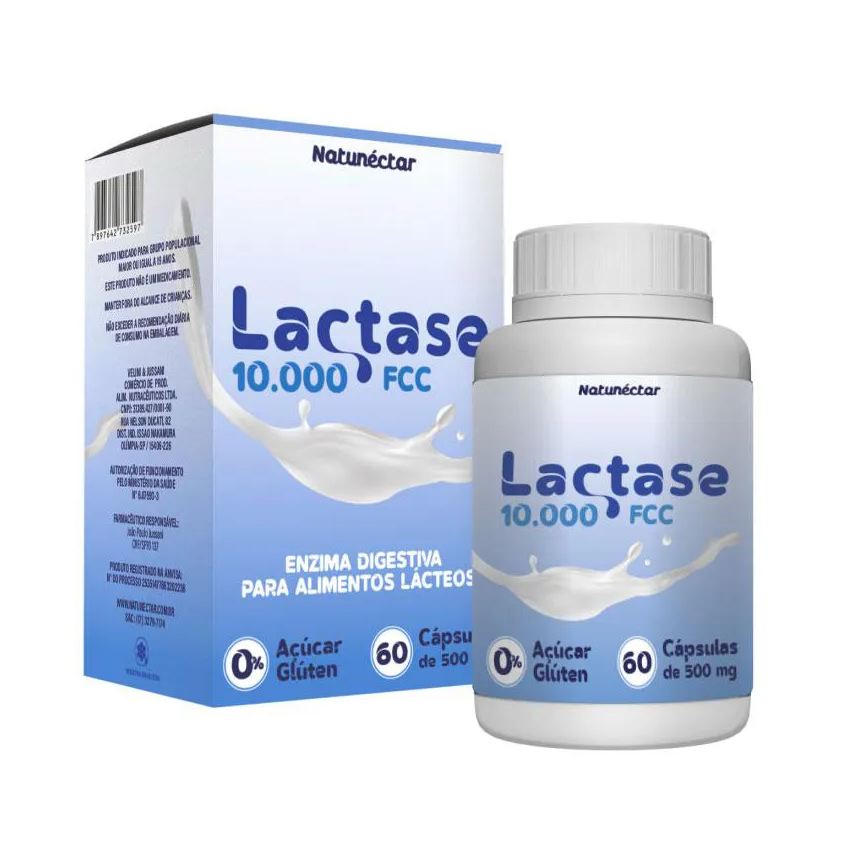 Natunéctar Lactase Enzima Digestiva para Alimentos Lácteos Natunectar - 60 cápsulas