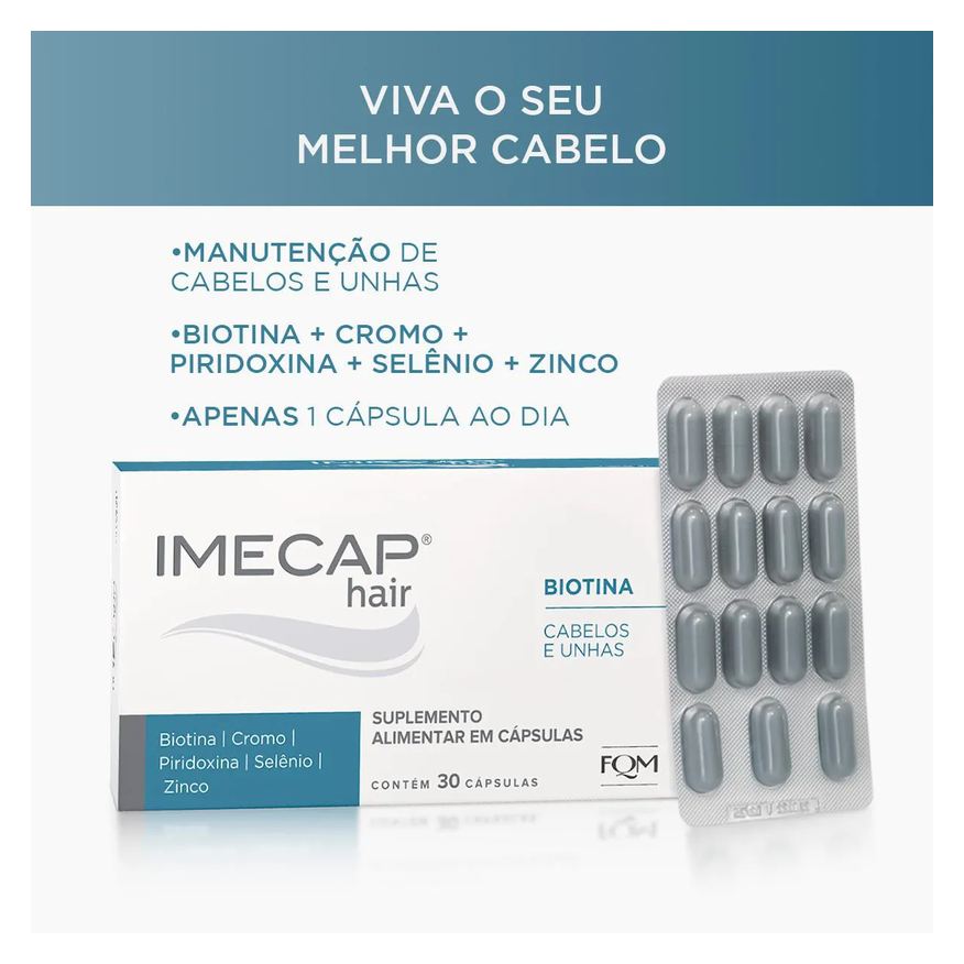 Alimentar Suplemento Imecap Hair Cabelos e Unhas 30 cápsulas