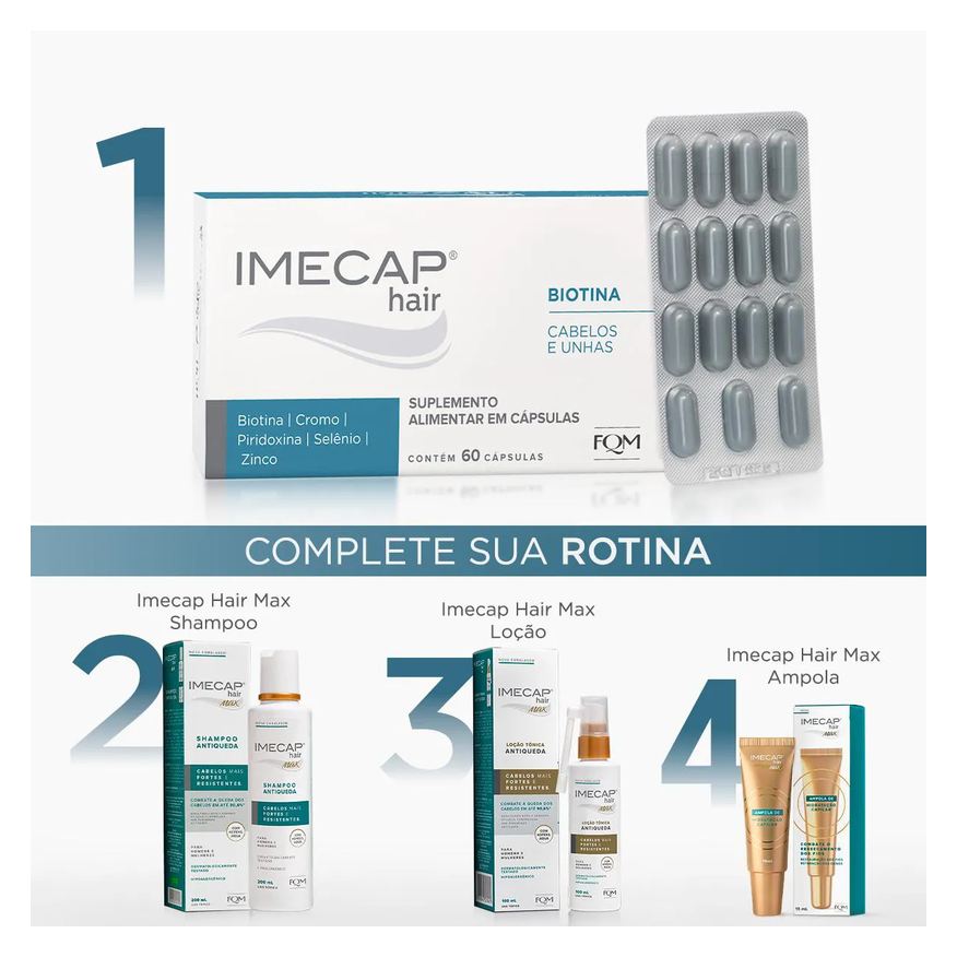 Alimentar Suplemento Imecap Hair Cabelos e Unhas 60 Cápsulas