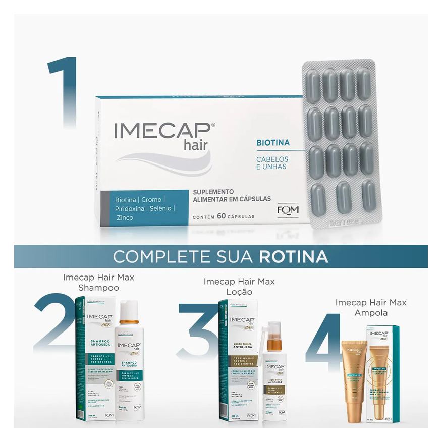 Alimentar Suplemento Imecap Hair Leve 90 Pague 60 cápsulas