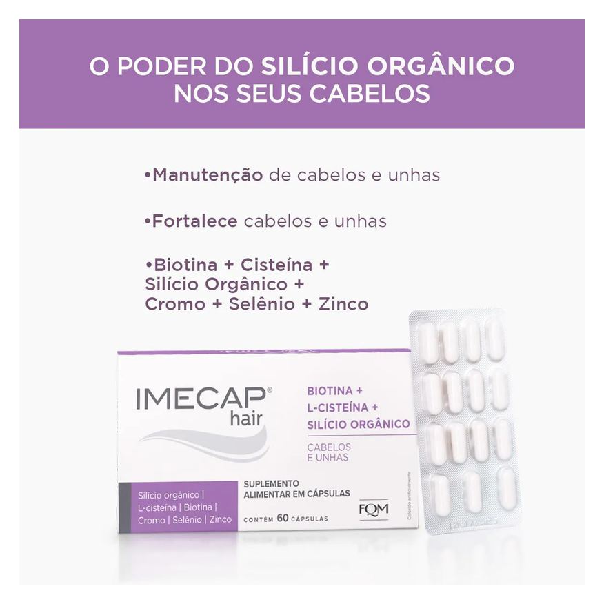 Alimentar Suplemento Imecap Hair Silício Orgânico 60 cápsulas