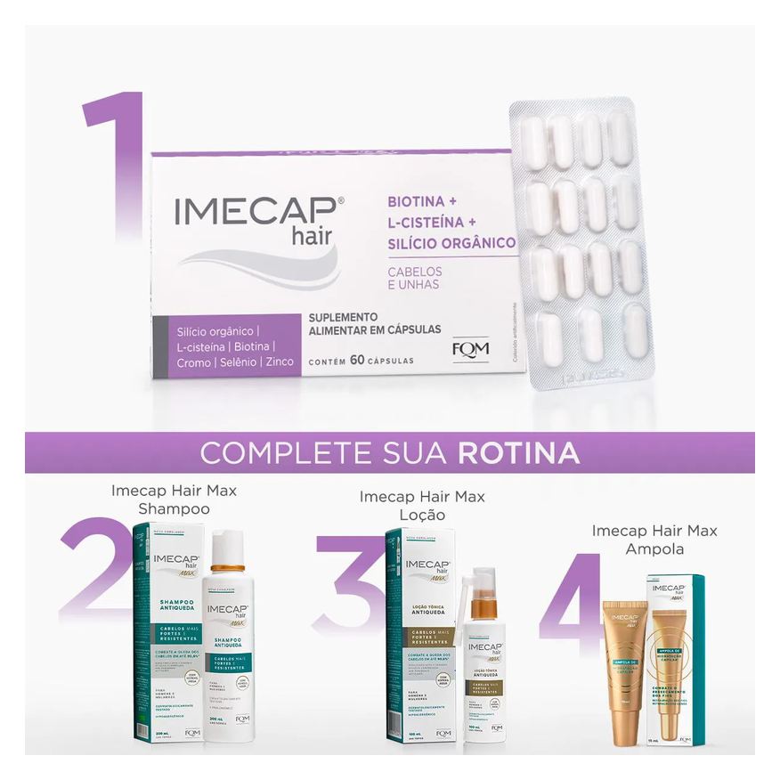 Alimentar Suplemento Imecap Hair Silício Orgânico 60 cápsulas
