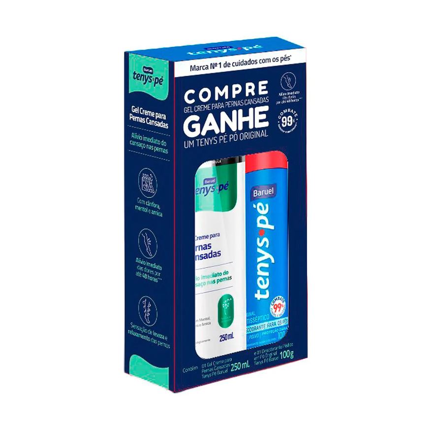 Tenys Pe Kit Baruel Pernas Cansadas 250ml + Talco Tenys Pé Original 100g