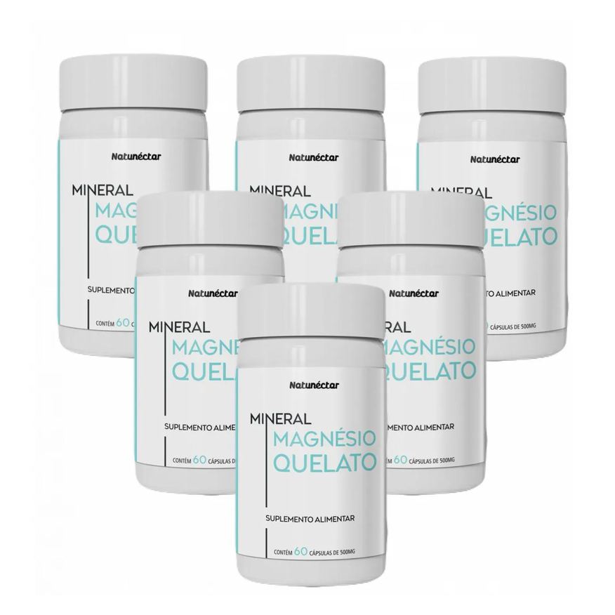 Natunéctar 6x Magnésio Quelato Puro Suplemento 60 cápsulas