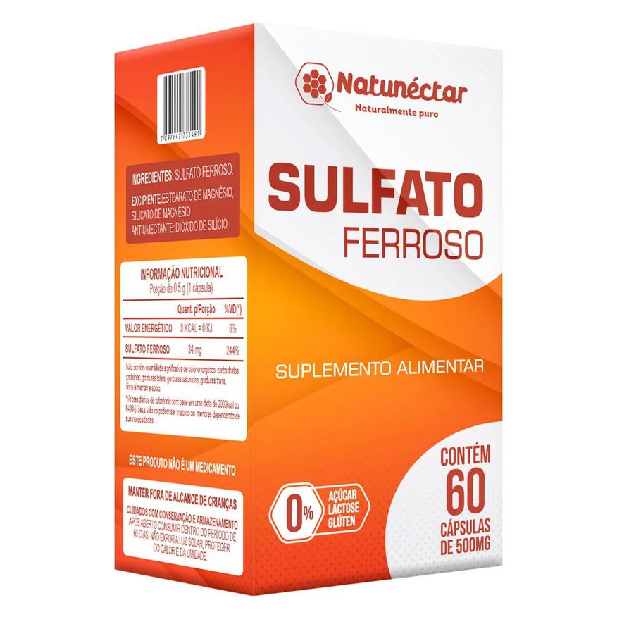 Natunéctar Sulfato Ferroso - 500mg 60 cápsulas