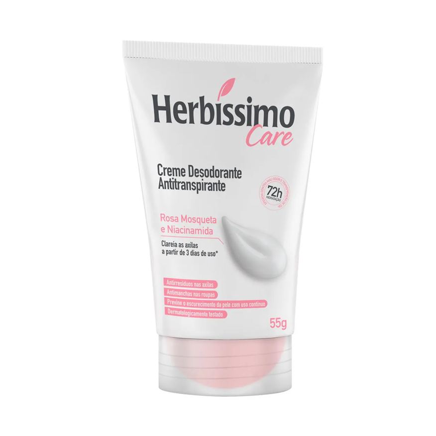 Antitranspirante Desodorante Creme Herbíssimo Care Rosa Mosqueta e Niacinamida 72h 55g