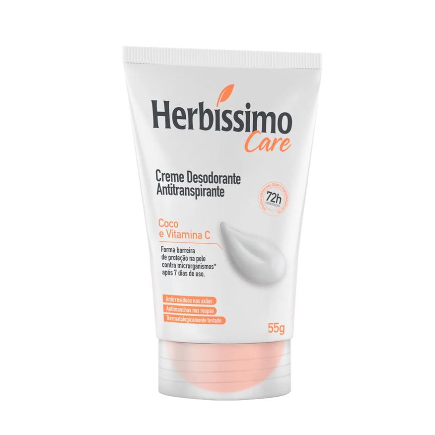 Herbíssimo Desodorante Antitranspirante Creme Care Coco e Vitamina C 72h 55g