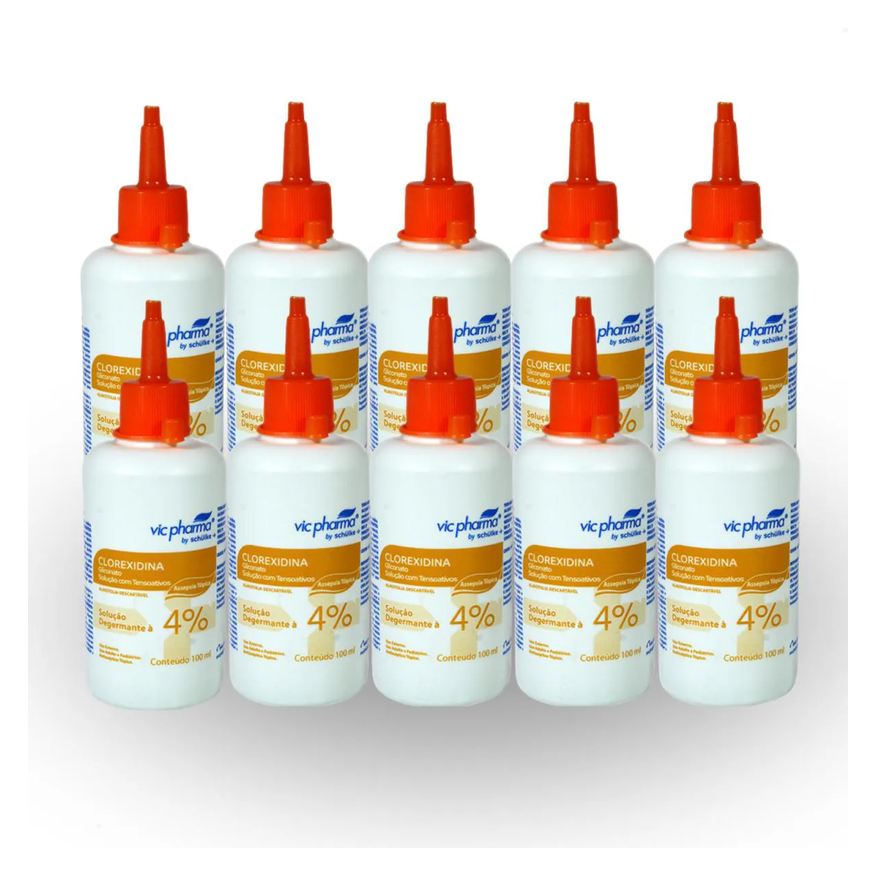 Clorexidina 4% Kit C/ 10 Degermante Vic Pharma Frasco 100ml