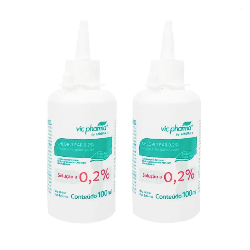 Kit com 2 - Clorexidina 0,2% Chlorclear Aquosa 100ml - Full