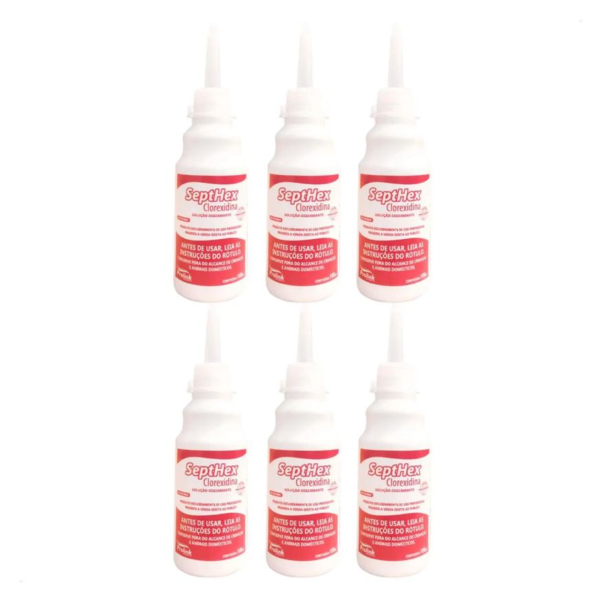 Kit com 6 Clorexidina Aquosa 0,5% 100ml Antisséptico - Full