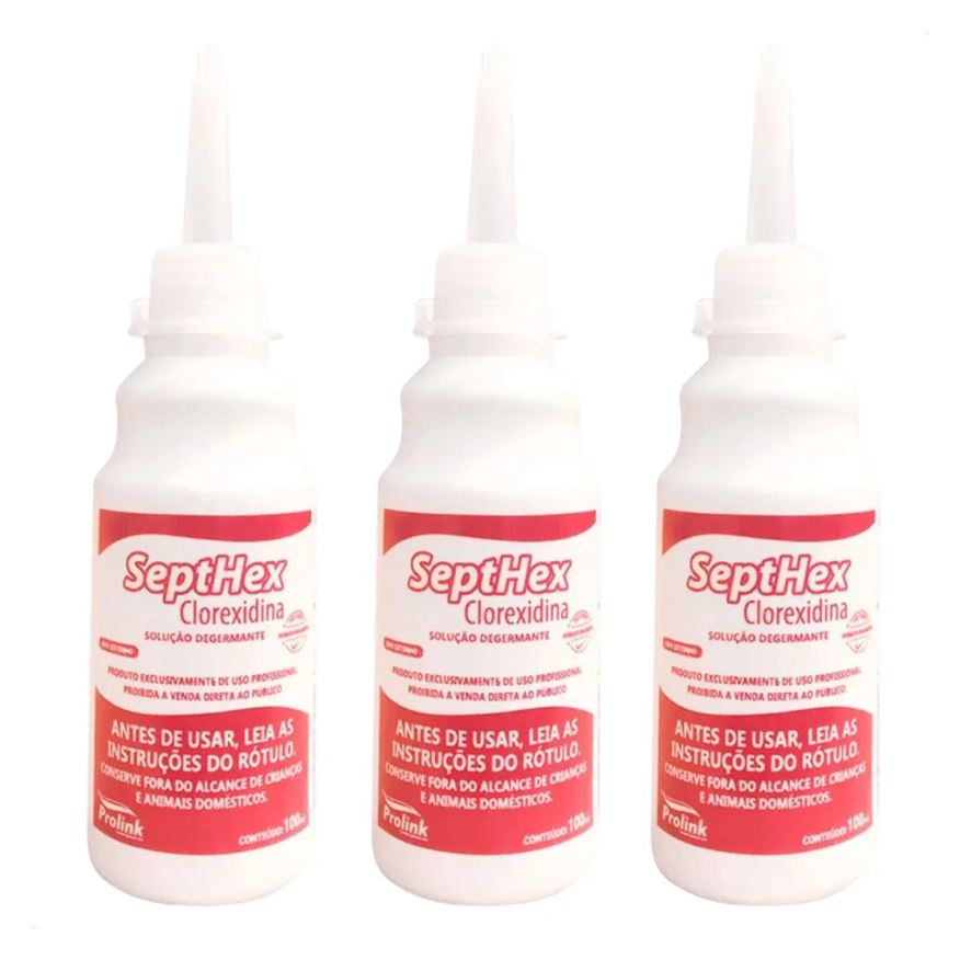 Kit com 3 - Clorexidina Aquosa 0,5% 100ml Antisséptico
