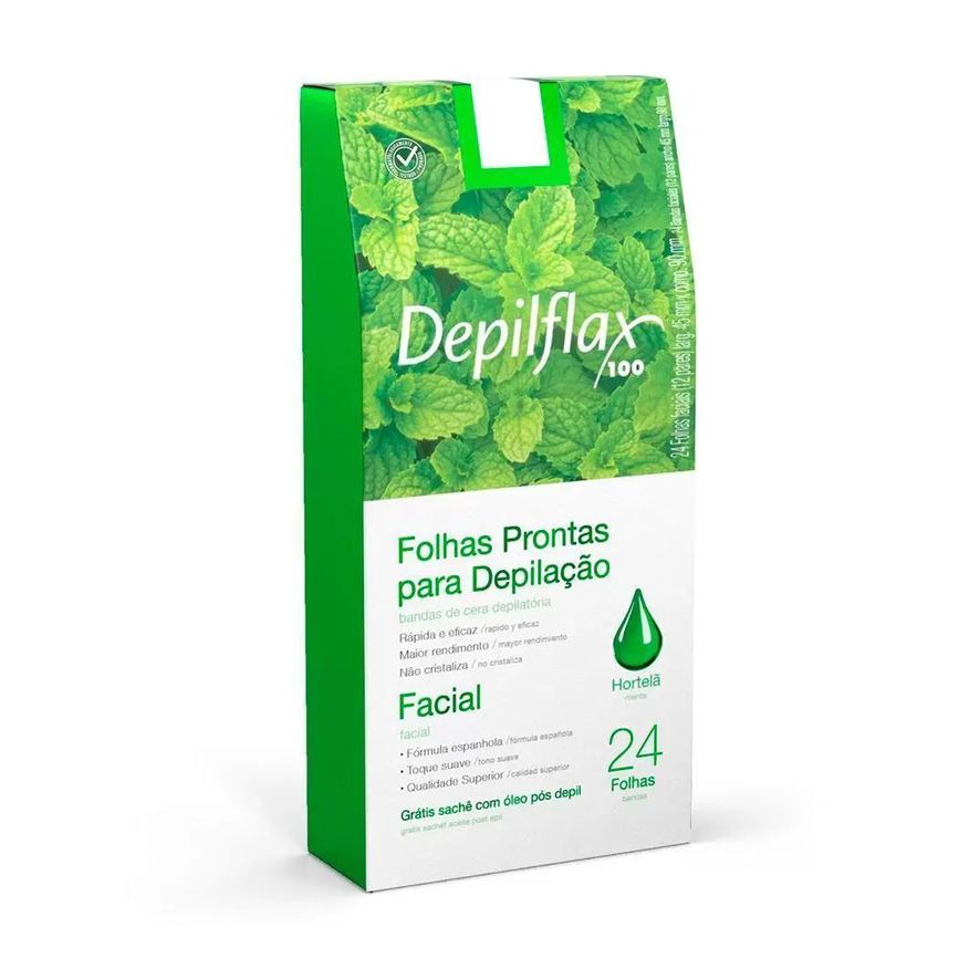 Depilflax - Folhas Prontas Faciais Hortela 24 unidades
