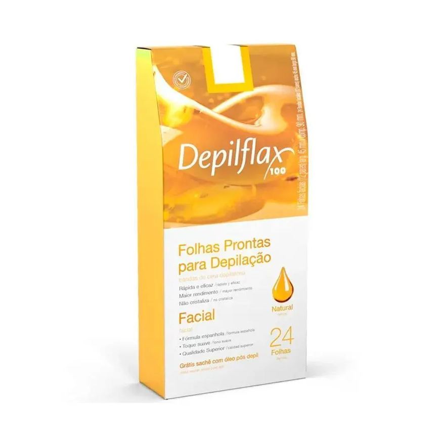 Depilflax - Folhas Prontas Faciais Natural 24 unidades