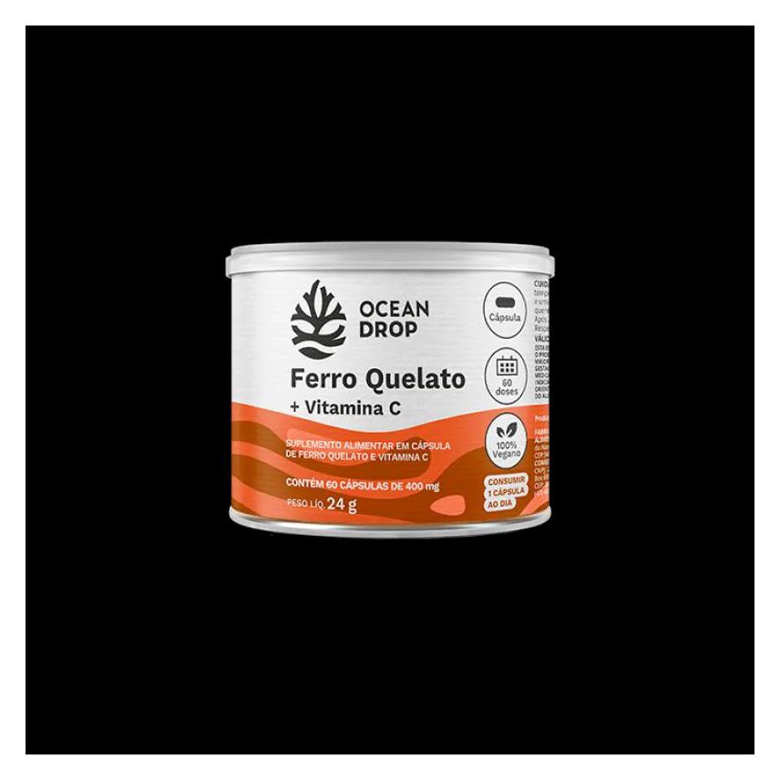 Ocean Drop Ferro Quelato + Vitamina C 400mg 60 cápsulas