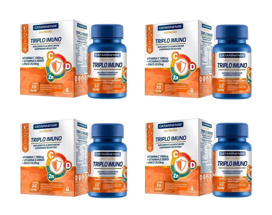 Catarinense Kit 4 Suplemento Triplo Imuno Vitamina C D 30cps