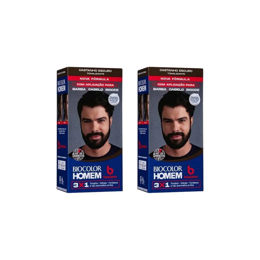 Bozzano Coloraçao Biocolor Homem Castanho Escuro - Kit C / 2un