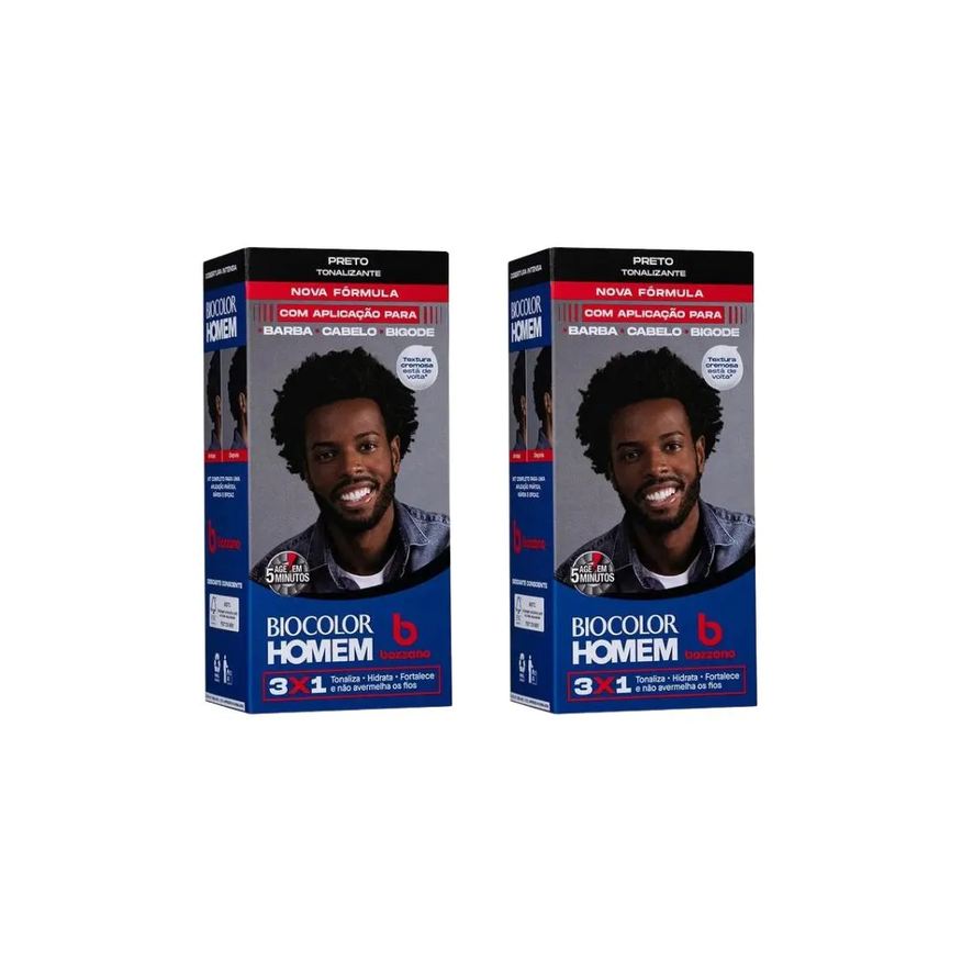 Bozzano Coloraçao Biocolor Homem Preto - Kit C / 2un