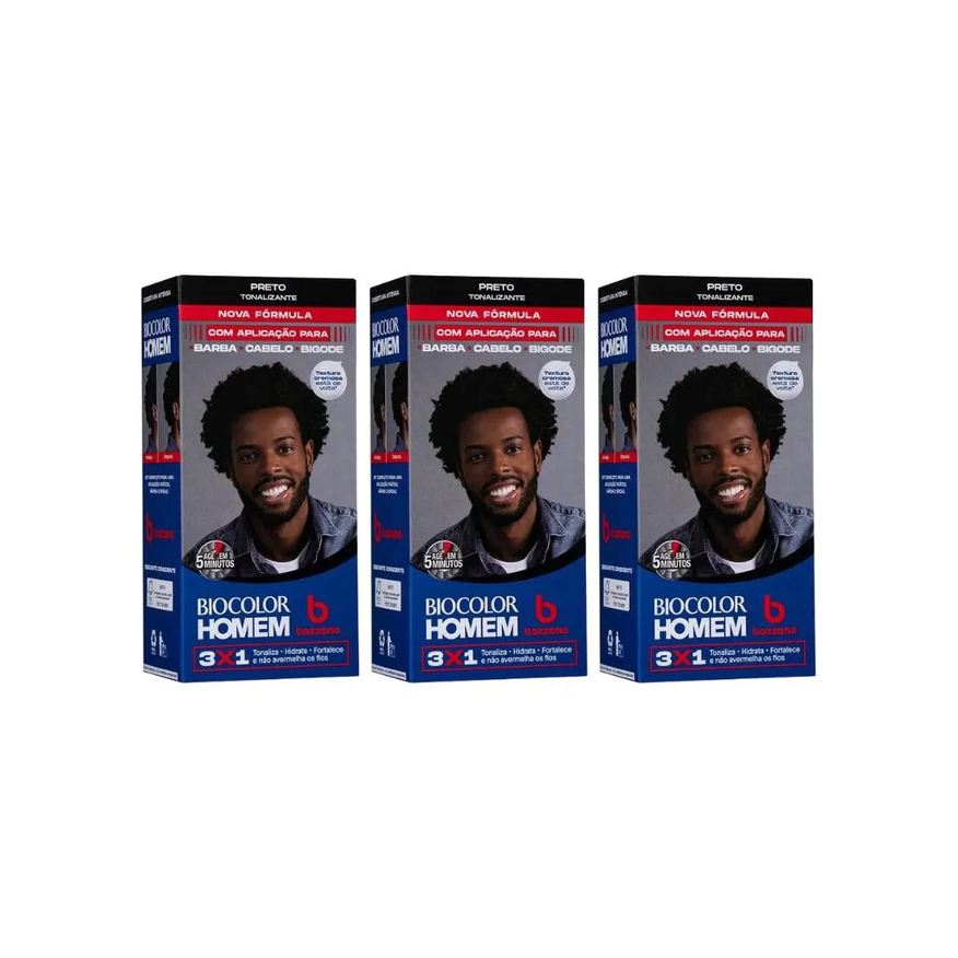 Bozzano Coloraçao Biocolor Homem Preto - Kit C / 3un