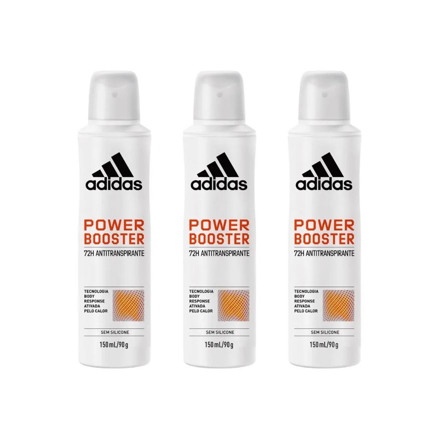 Adidas Desodorante Aero 150ml Fem Power Booster - Kit C / 3un