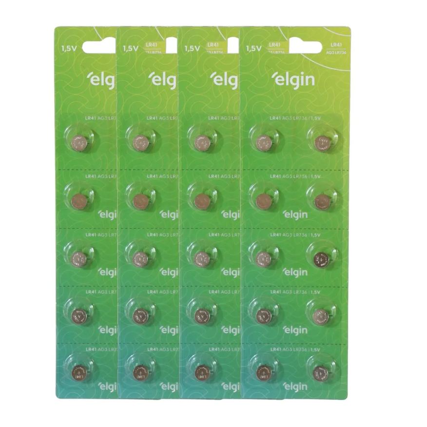 40 Kit Baterias Pilha Alcalina Lr41 1,5V Ag3 Relógio Elgin