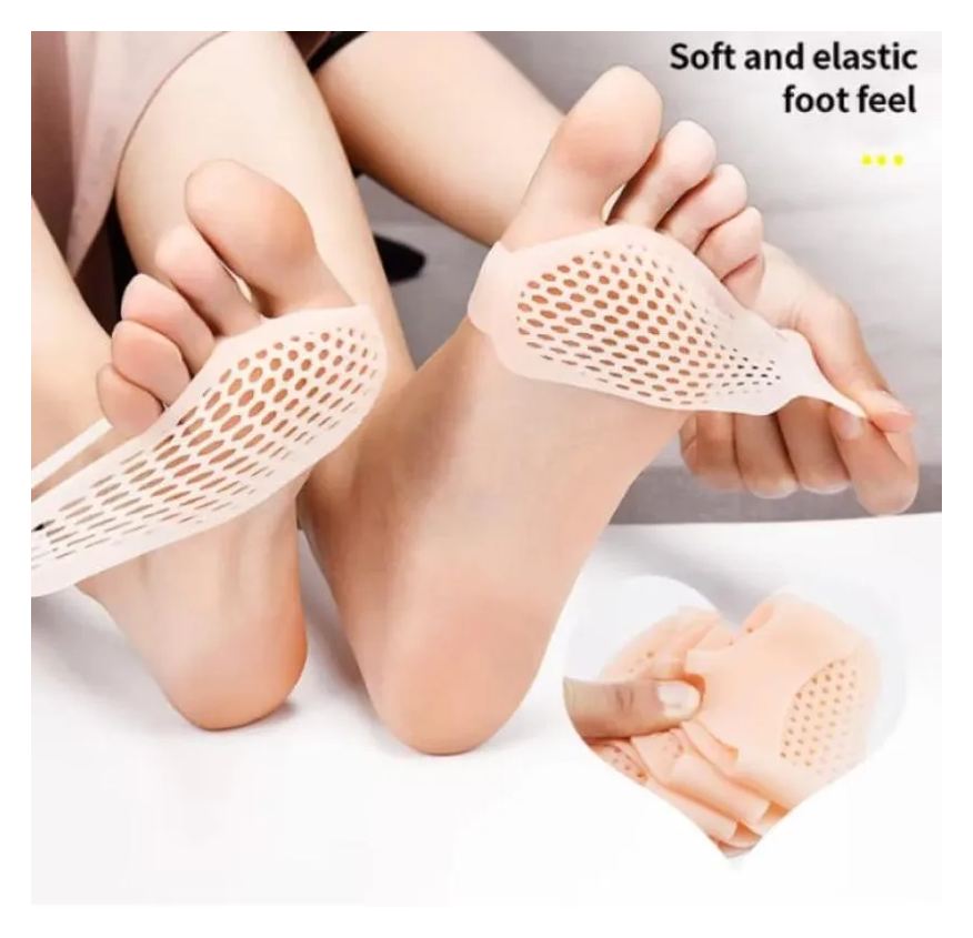 Par Kit Meia Palmilha Ortopédica Protetor para Os Pés Almofada Silicone Gel Tiptoe