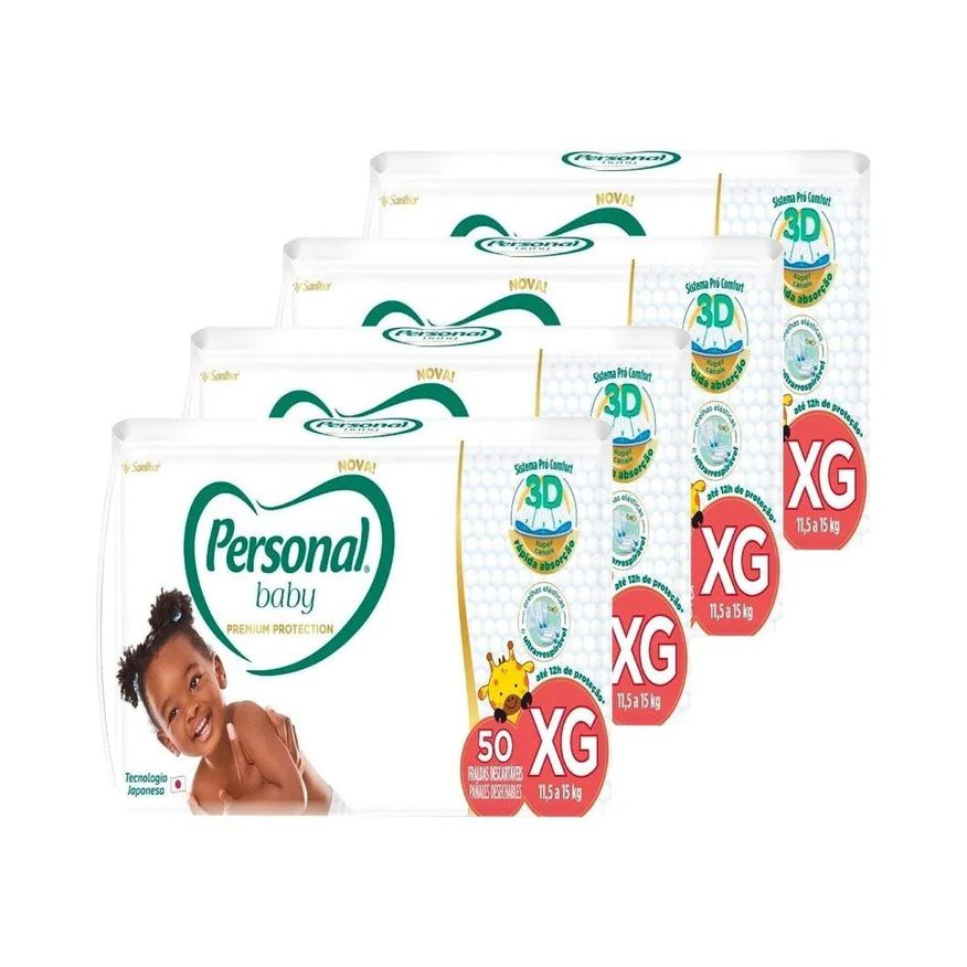 Personal Fralda Baby Premium Xg - 4 Pacotes C/ 50 Fraldas