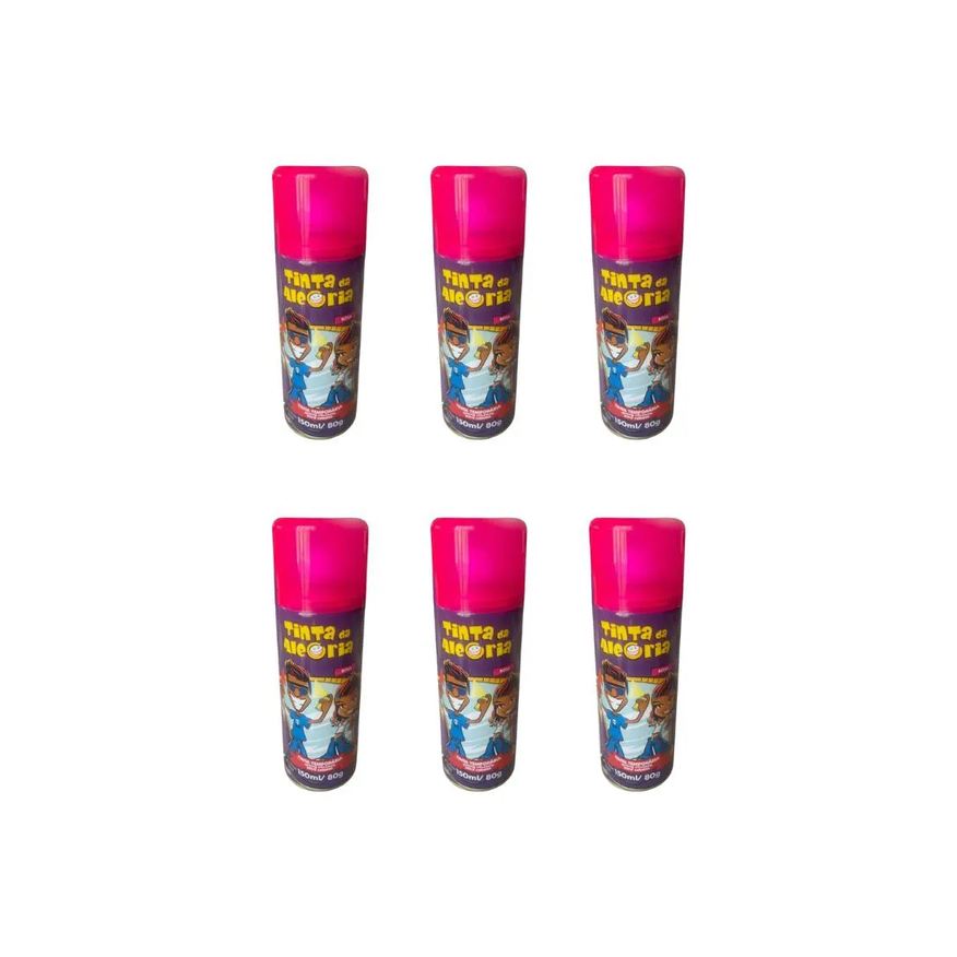 Tinta Da Alegria Tinta Spray da Alegria 150ml Rosa - Kit C / 6un