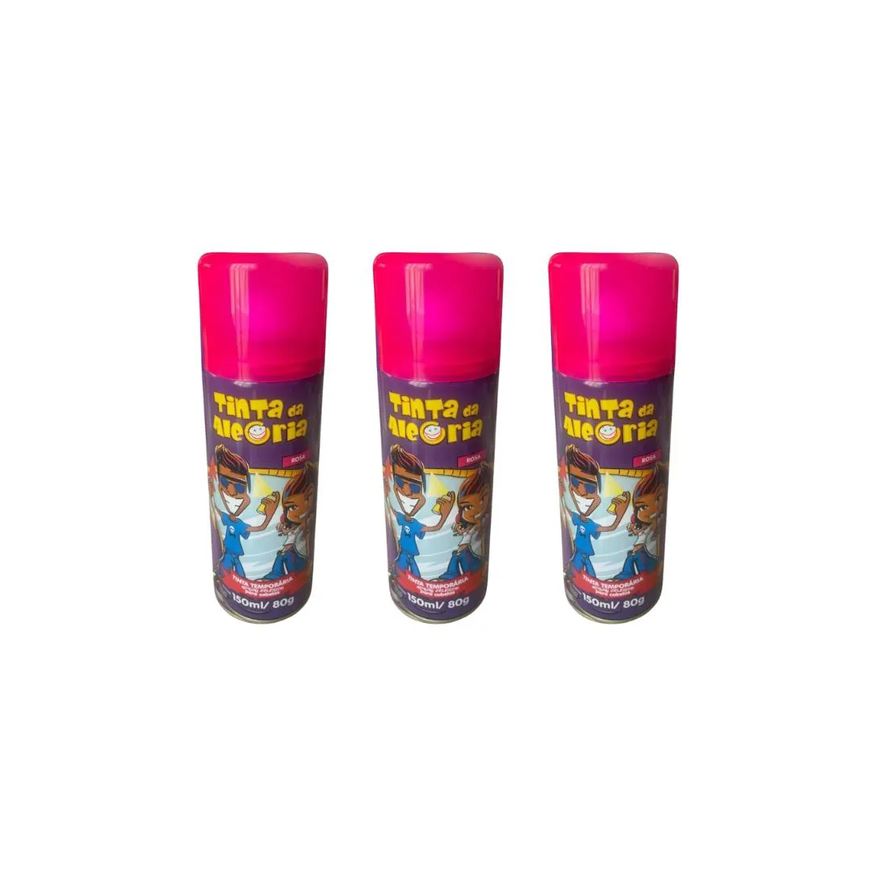 Tinta Da Alegria Tinta Spray da Alegria 150ml Rosa - Kit C / 3un