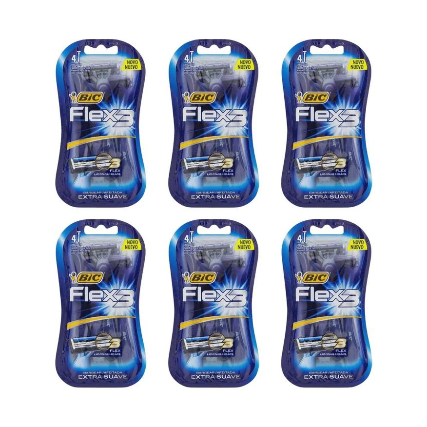 Bic Aparelho de Barbear Flex 3 com 4un - Kit C / 6un