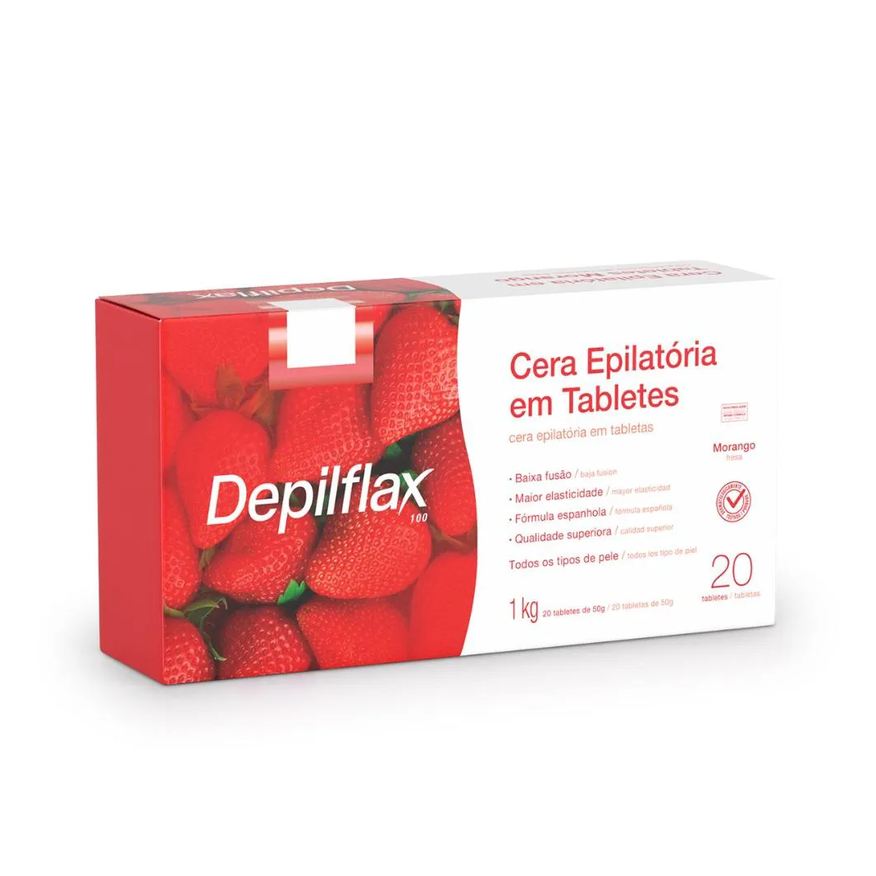 Depilflax Cera Quente Depilação Morango 1kg Tabletes
