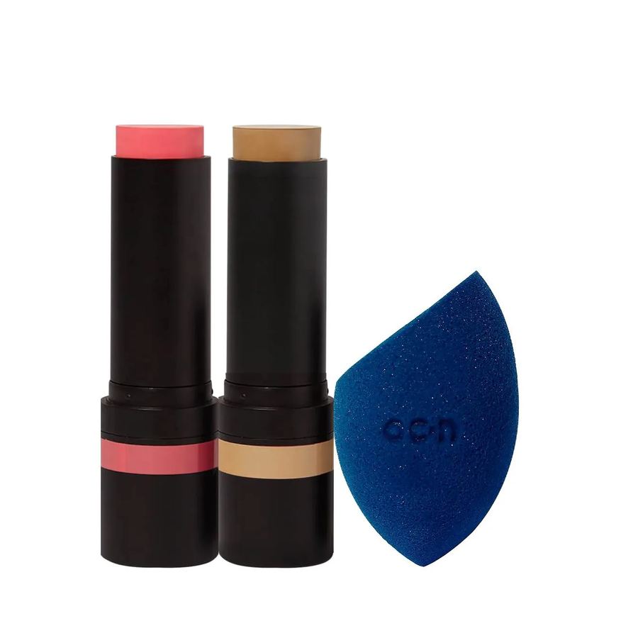 Océane Kit Edition Blush Cloudy Pink Stick Contorno Marrom Claro e Flat Blend Azul (3 Produtos)