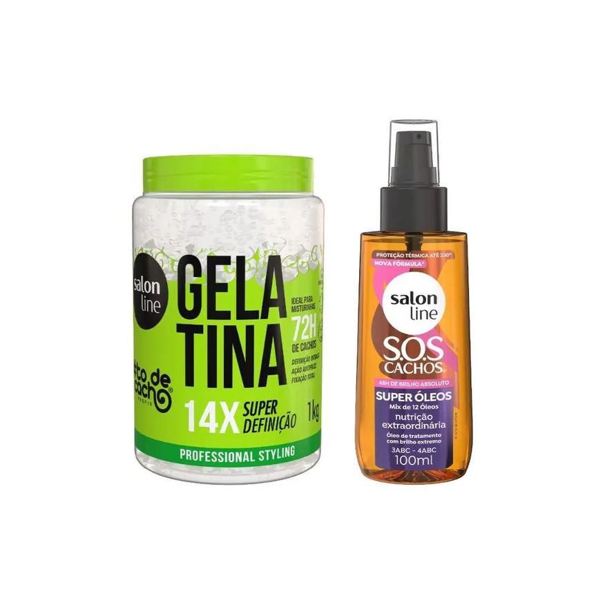 Salon Line Kit Gelatina #todecacho Super Definição + Óleo Sos Cachos Super Óleos