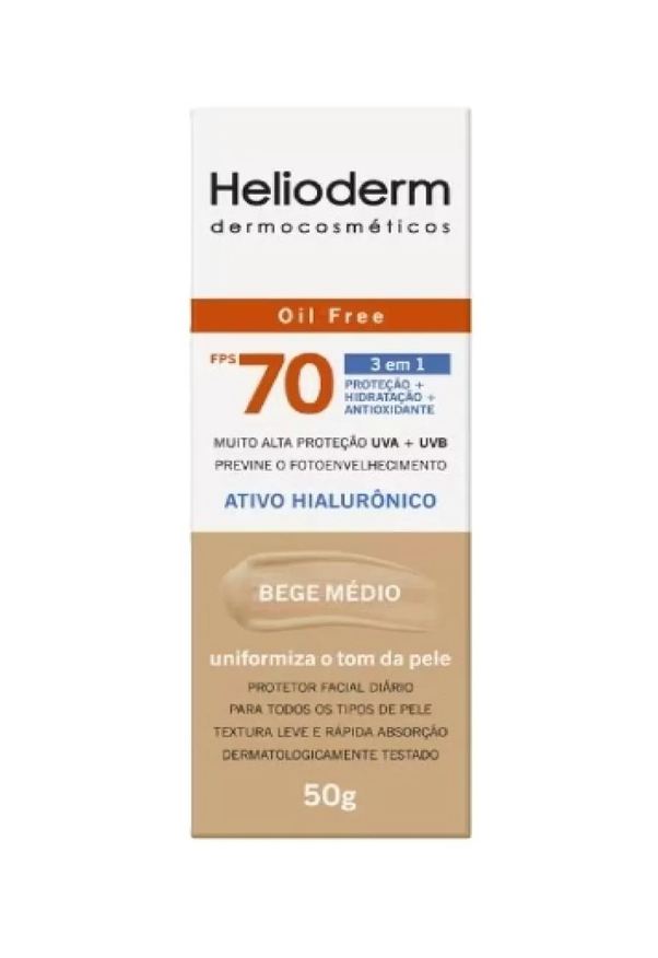 Kley Hertz Heliodem Facial Bege Médio Fps 70 Oil Free Ativo Hialurônico 50g