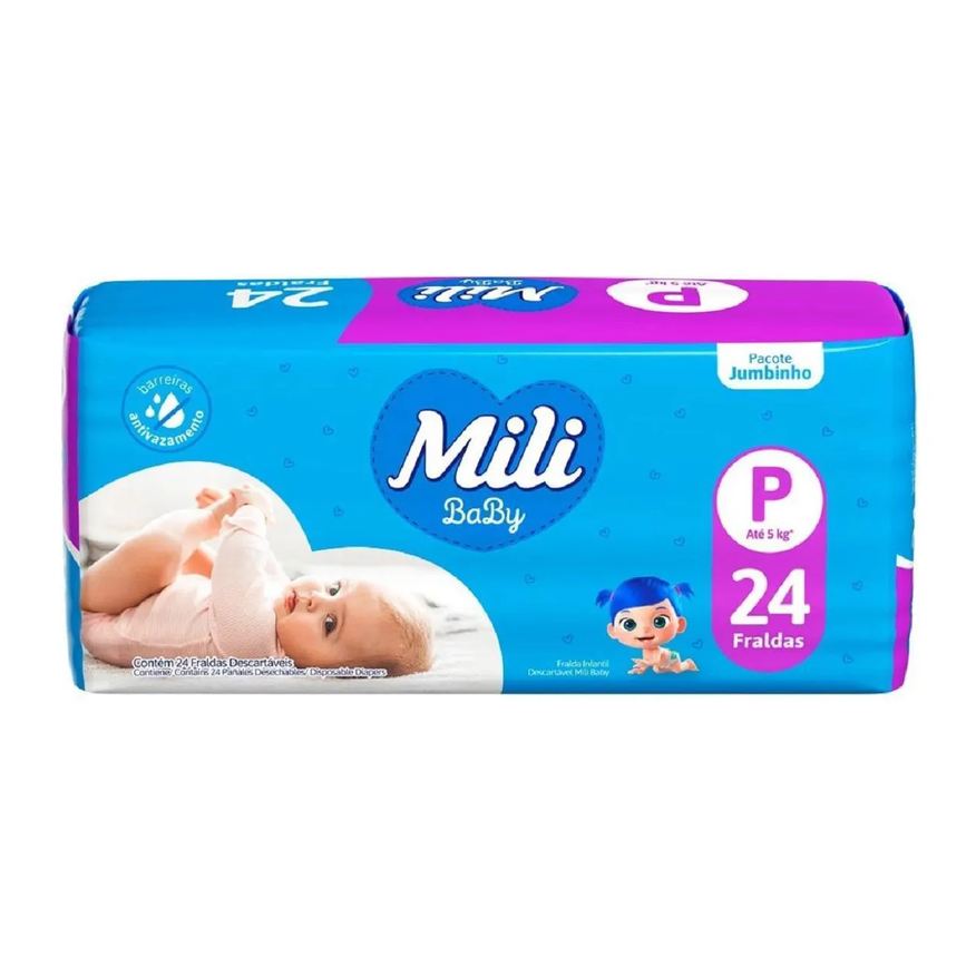 MILI FRALDA DESCARTáVEL JUMBINHO P 24 UNIDADES - MILI