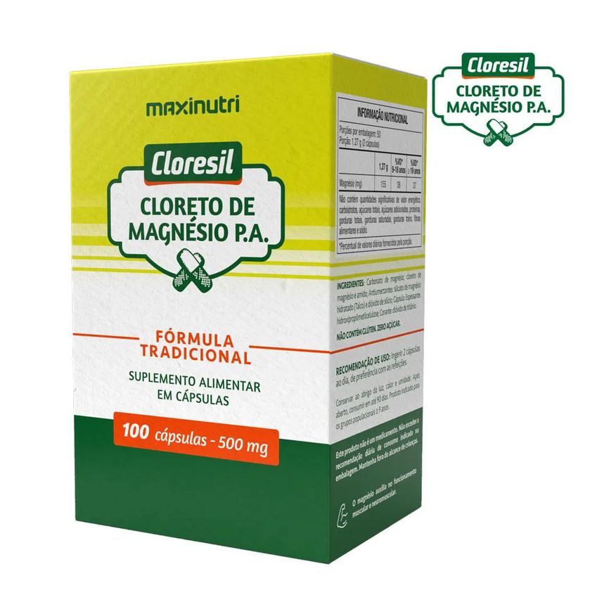 MAXINUTRI CLORESIL CLORETO MAGNéSIO P.A. FóRMULA TRADICIONAL 100 CáPSULAS