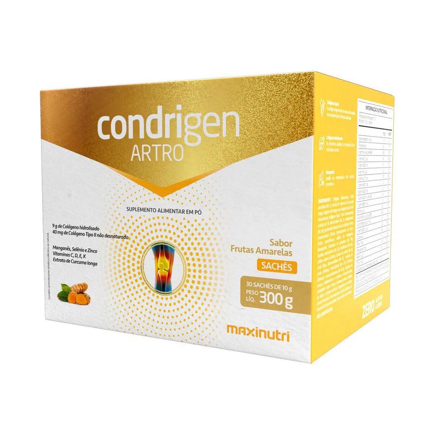Maxinutri Condrigen Artro Colágeno Tipo 1 E Tipo 2 Sachês Frutas Amarelas