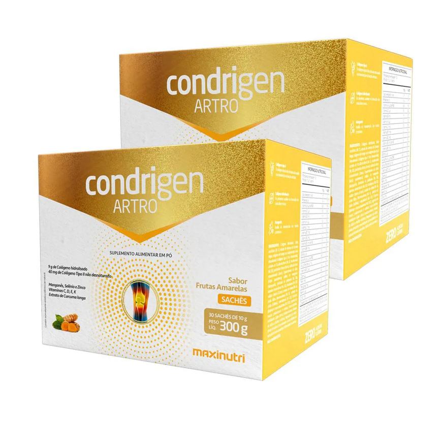 Maxinutri Kit 2 Condrigen Artro Colágeno Tipo 1 E Tipo 2 Sachês Frutas Amarelas