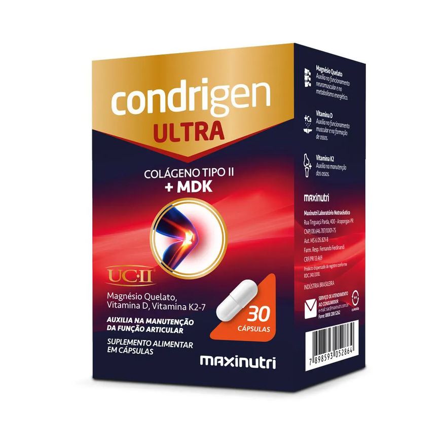 MAXINUTRI CONDRIGEN ULTRA COLáGENO 2 UCII + MAGNéSIO QUELATO VITAMINA K2-7 30 Cápsulas