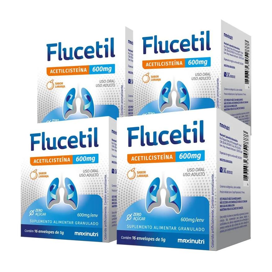 Maxinutri Kit 4 Flucetil Suplemento Alimentar Granulado Sabor Laranja 16x5g