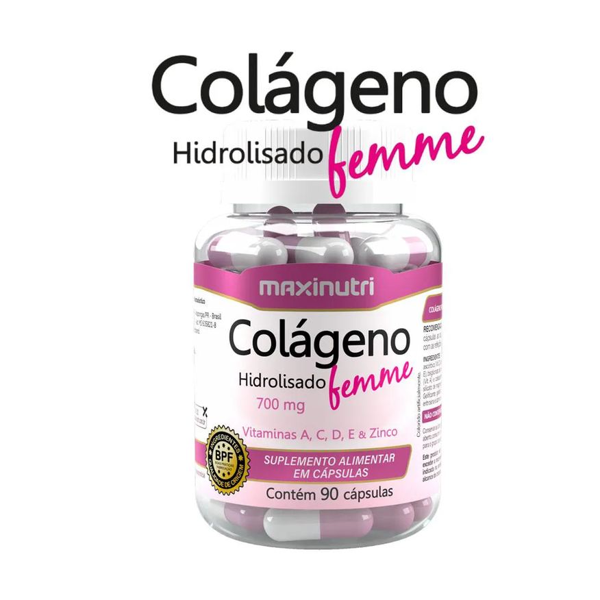 Maxinutri Colágeno Hidrolisado Femme Vitaminas + Zinco 90 Cápsulas