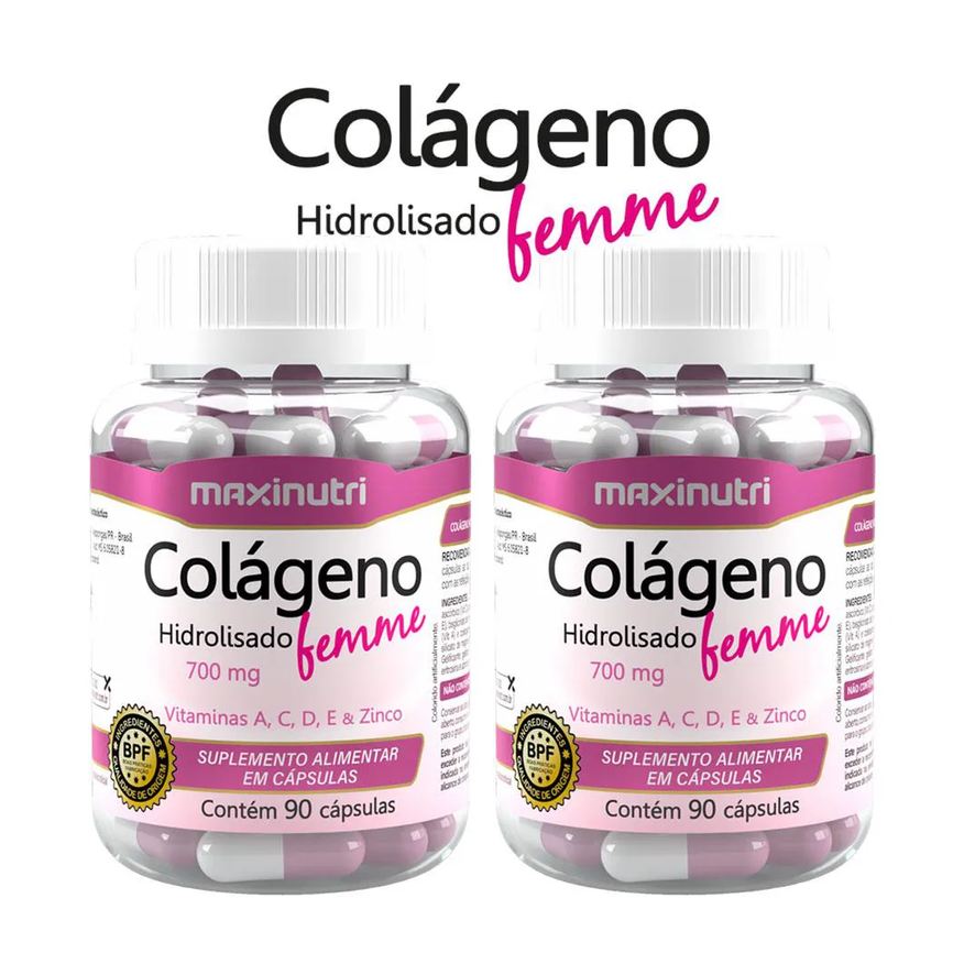 Maxinutri Kit 2 Colágeno Hidrolisado Femme Vitaminas + Zinco 90 Cápsulas
