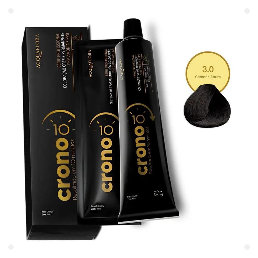 Acquaflora Coloração Creme Permanente Crono 10 Minutos 3.0 Castanho Escuro 60g