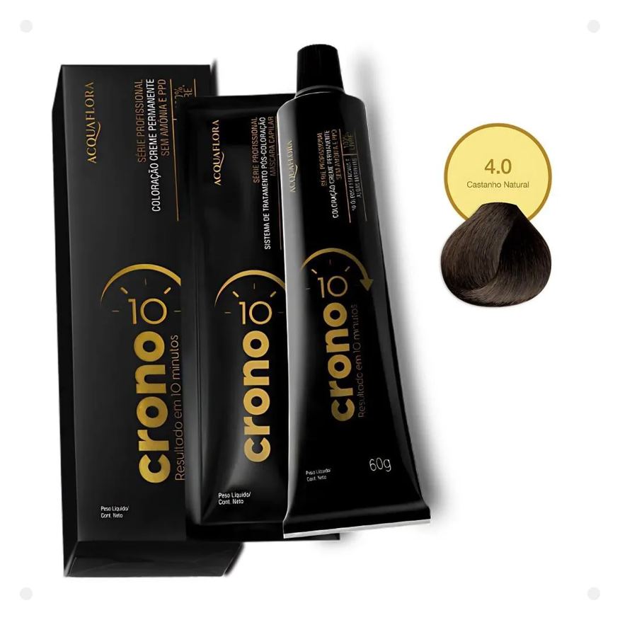 Acquaflora Coloração Creme Permanente Crono 10 Minutos 4.0 Castanho Natural 60g