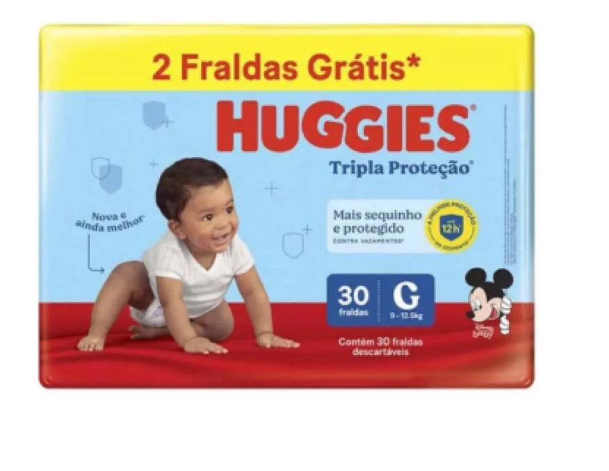 Huggies Fralda Tripla Proteção Mega G com 30 unidades