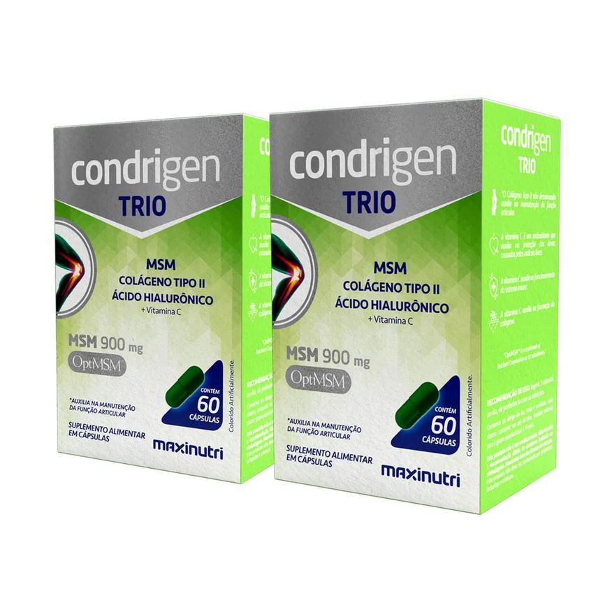 Maxinutri Kit 2 Condrigen Trio Msm Colágeno Tipo 2 + Ácido Hialurônico Vitamina C 60 cápsulas